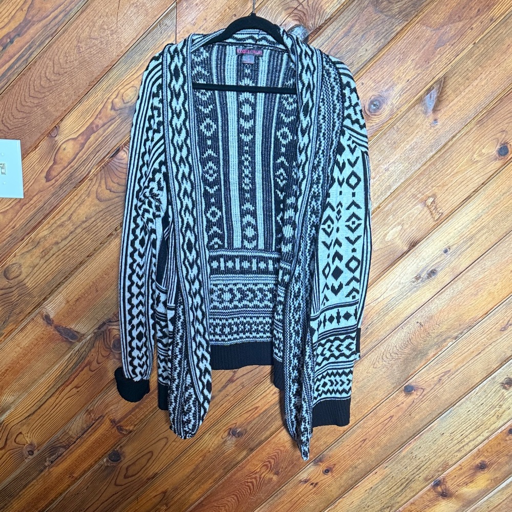 Rock & Roll Cowgirl Black & White Graphic Knit Cardigan